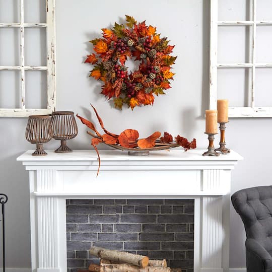 24" Orange & Brown Maple & Berry Wreath